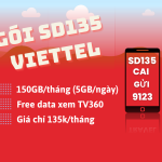 Đăng ký gói cước SD135 Viettel có ngay 150GB data dùng cả tháng