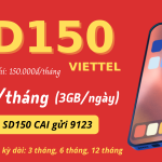 Cách đăng ký gói cước SD150 Viettel có 90GB data dùng 30 ngày