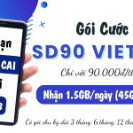 Đăng ký gói cước SD90 Viettel chỉ 90K có 45GB data dùng 30 ngày