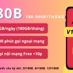 Đăng ký gói cước V180B Viettel miễn phí 180GB và free gọi thả ga