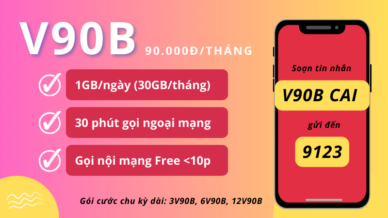 Đăng ký gói cước V90B Viettel rinh data và gọi miễn phí 30 ngày 