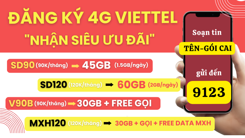 Cách đăng ký 4G Viettel theo ngày, theo tháng, theo năm 