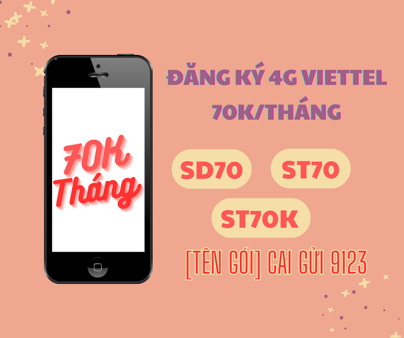 Tổng hợp các gói cước 4G Viettel 70K/tháng mới nhất