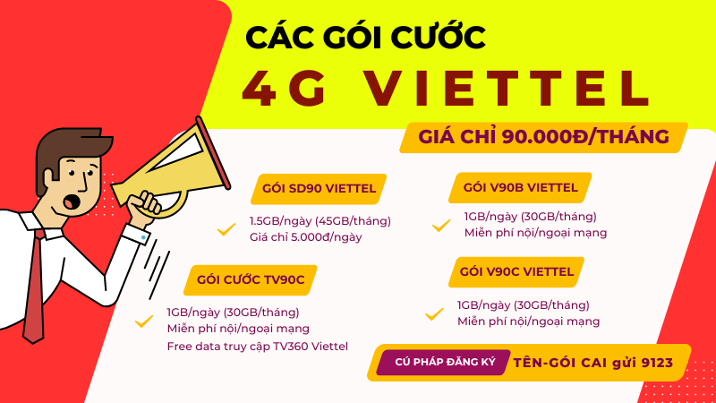 Tổng hợp các gói cước Viettel 90K 1 tháng rinh ưu đãi hấp dẫn 