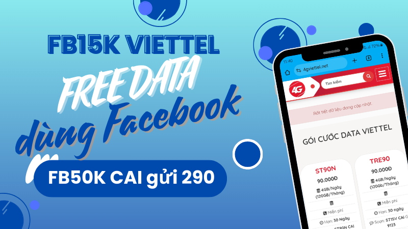 Đăng ký gói FB15K Viettel miễn phí 25GB dùng Facebook