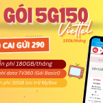 Đăng ký gói 5G150 Viettel có ngay 180GB, miễn phí TV360, miễn phí lưu trữ MyBox