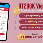 Đăng ký gói DT200K Viettel ưu đãi 2 triệu tài khoản khuyến mãi